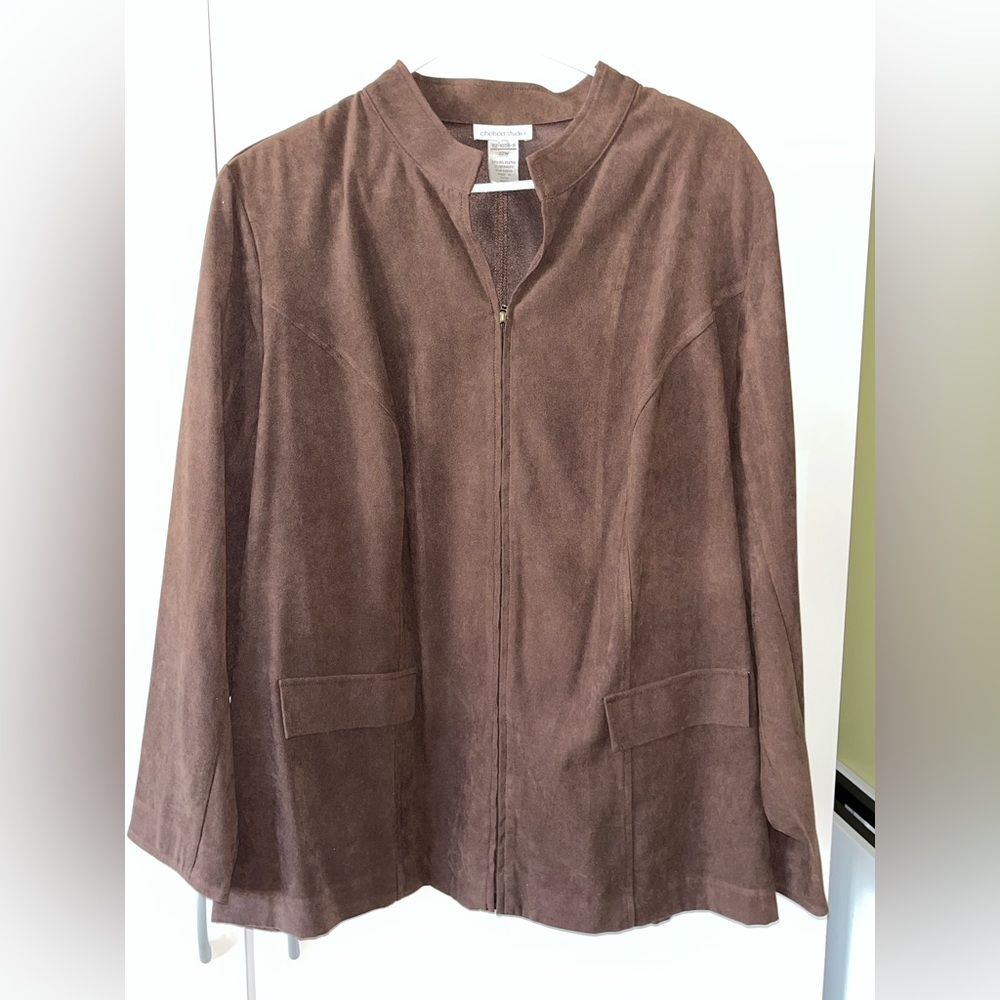 Chelsea Studios Brown Faux Suede Size 22W Jacket - NEW W/OUT TAGS